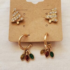 2 Pairs of Christmas Pierced Earrings NWOT